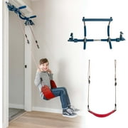 Gym1 2-Piece Doorway Gym for Kids, Includes Door Sensory Swing, Indoor Pull-Up Bar for Adults Fun & Fitness, Holds Up to 300 Lbs, Red