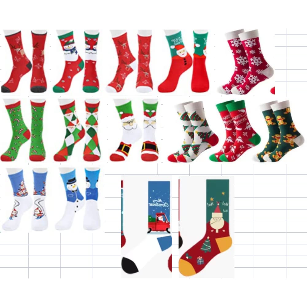 GymChoice 15 Pairs Crew Christmas Holiday Socks,Cotton Knit Xmas Soft Socks ,Holiday or Birthday