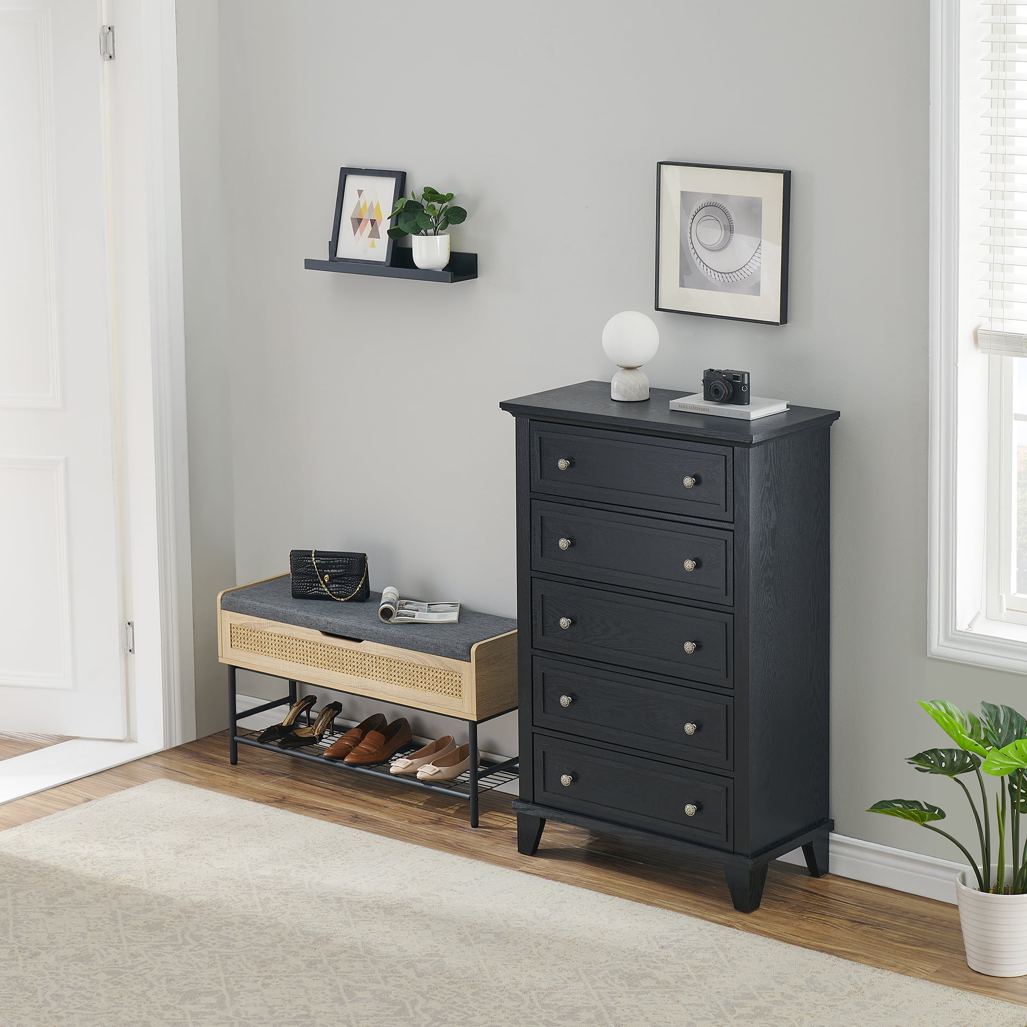 GymChoice 5 Drawer Dresser for Bedroom,48 Inch Tall Black Dresser with  Large Drawer, 5 Drawer Storage Organizer Dresser for Nursery,Living Room,  Hallway,Entryway - Walmart.com