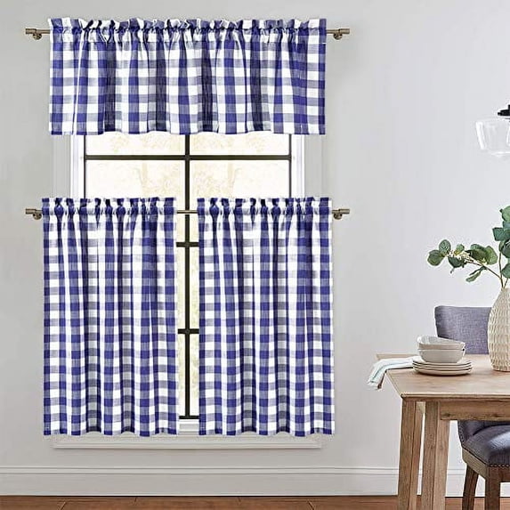 GymChoice Cafe Curtains,Buffalo Plaid Gingham Check Short Tier Curtains for Kitchen Bathroom Window Curtain for Bathroom or Kitchen Curtains