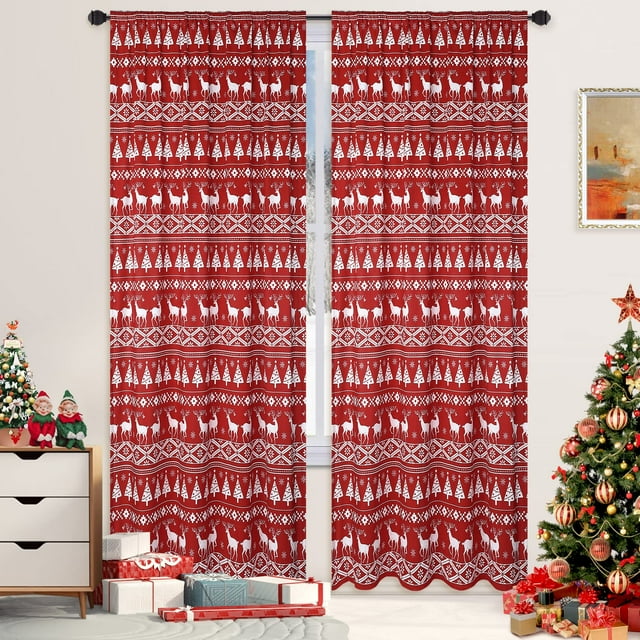 GymChoice Christmas Curtains for Living Room and Bedroom,Christmas Tree
