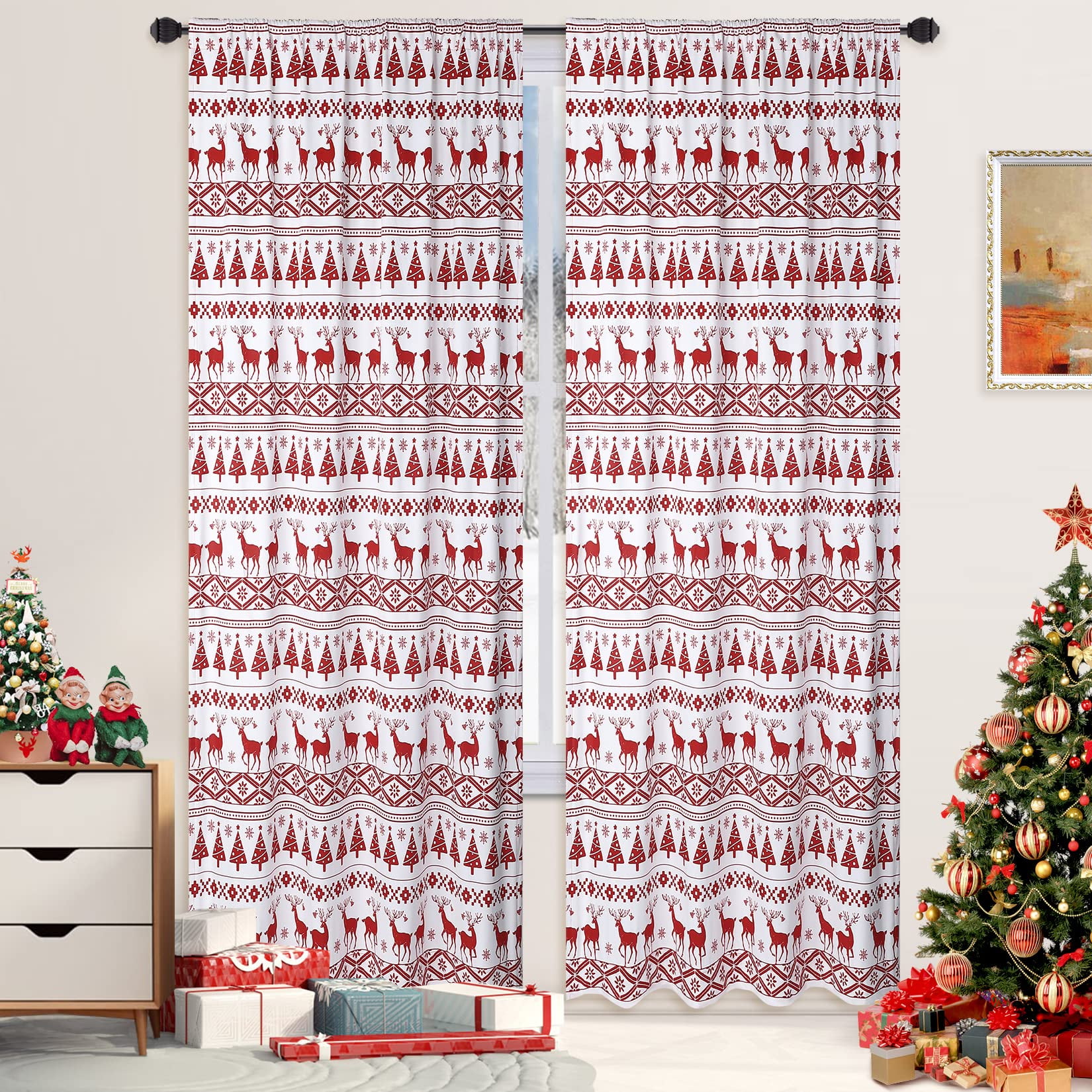 GymChoice Christmas Curtains for Living Room and Bedroom,Christmas Tree