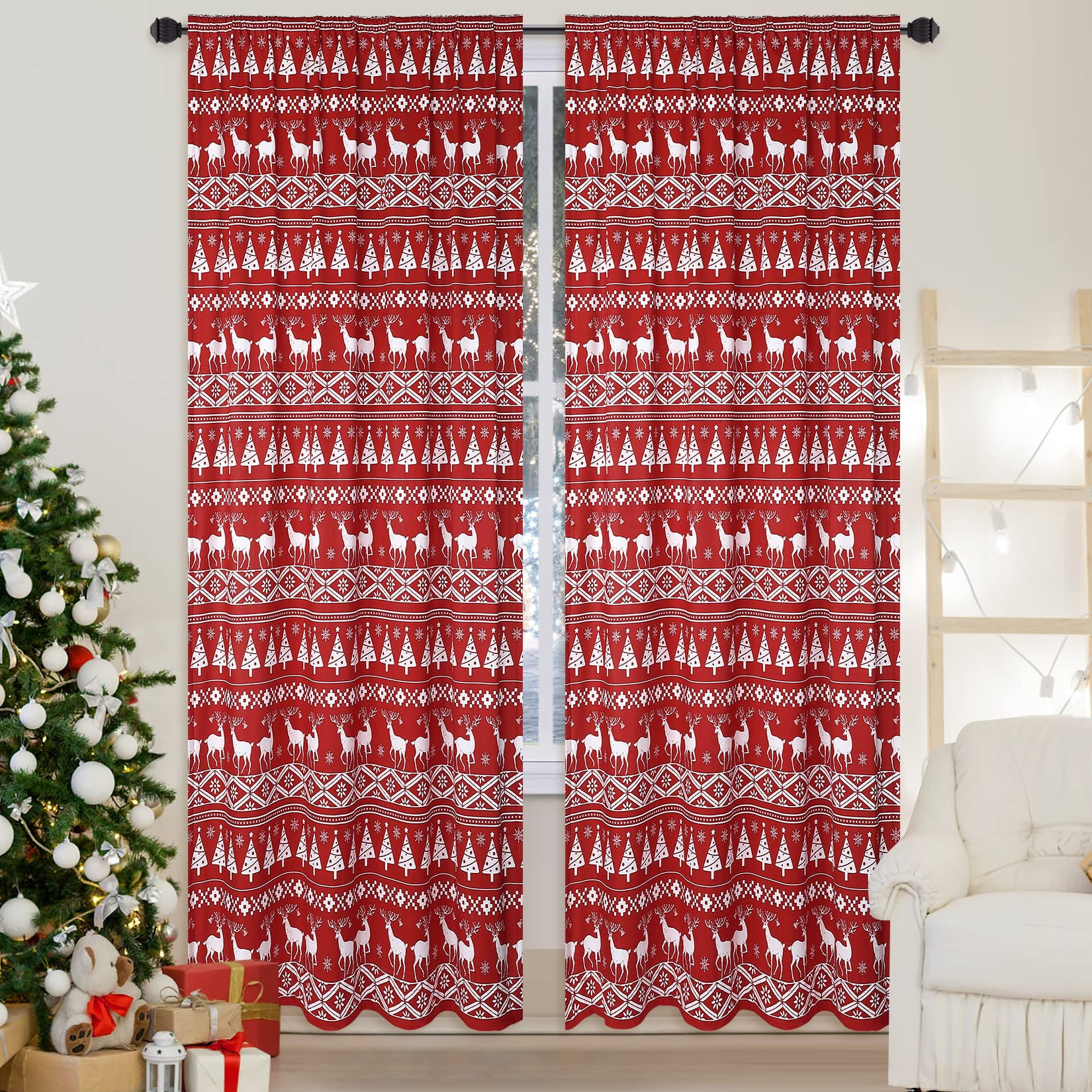 GymChoice Christmas Curtains for Living Room and Bedroom,Christmas Tree