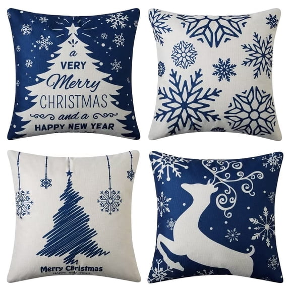 GymChoice Christmas Decor Pillow Covers,18 X 18 Inches Set of 4 Black and Red Buffalo Plaid Farmhouse Throw Pillowcases Cotton Linen Vintage Cushion Covers Pillow Shams Cases Slipcovers