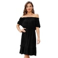 thumbnail image 1 of GymChoice Floral Boho Summer Dress For Women,Short Sleeve Dresses Off The Shoulder Waist Elastic A Line Casual Flowy Dresses, 1 of 7