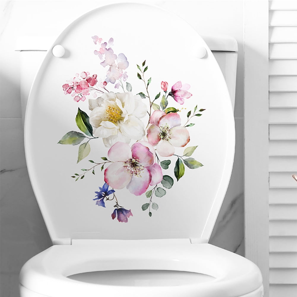 GymChoice Flowers Bathroom Toilet Seat Wall Sticker SelfAdhesive Pink