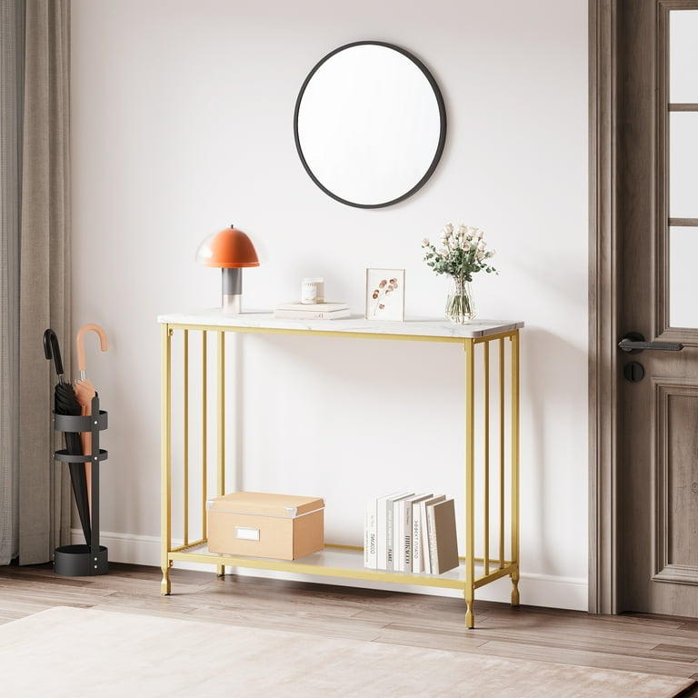 GymChoice Narrow Wood Composite Console Table Gold Walmart