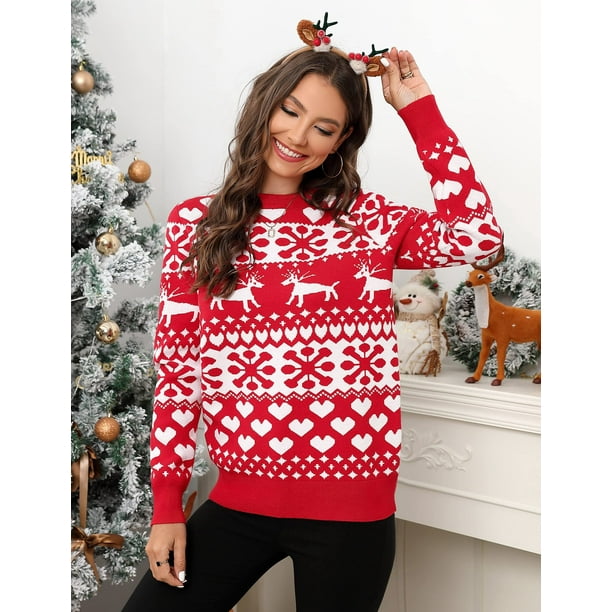 Christmas Reindeer Ugly Christmas Sweater Crop Top Womens REINDEER