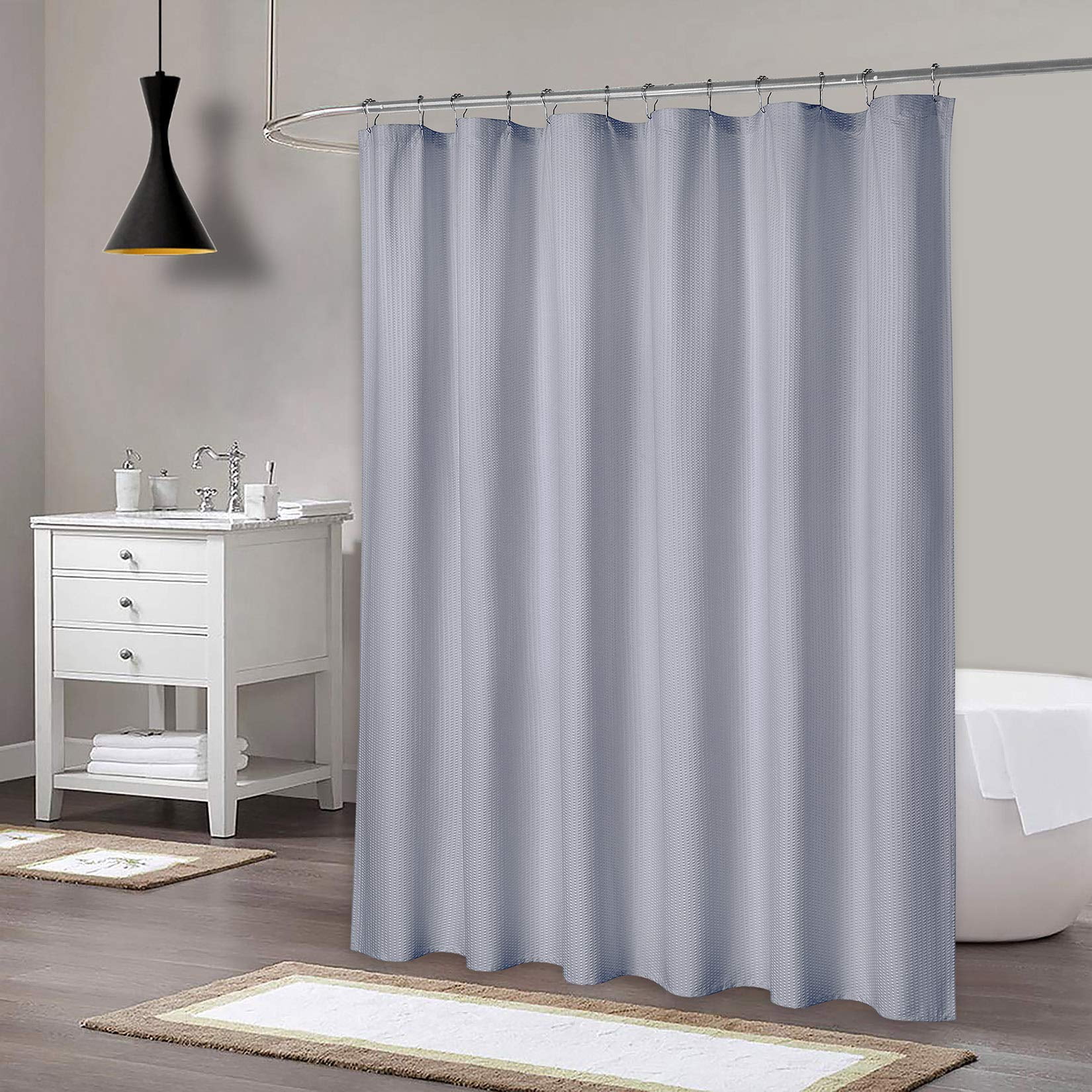 GymChoice Water Resistant Fabric Shower Curtain Liner with 3