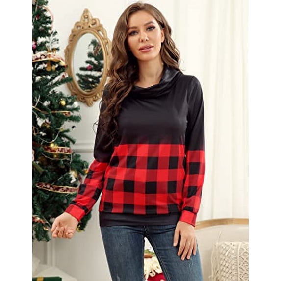 GymChoice Women Christmas Sweatshirts Xmas Long Sleeve Blue Snowflake Graphic Hoodie Pile Collar Casual Printed Pullover Tops