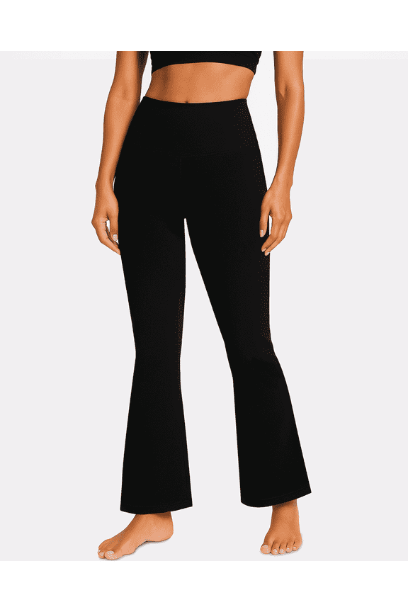 Women's Petite Flare Leggings, Yoga Pants for Women, Workout Leggings for Women, Casual Bootcut Pants, Black M