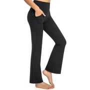 GymCope Women's Flare Pants, Flare Leggings for Women, Bootcut Workout Pants With 4 Pockets, Black L