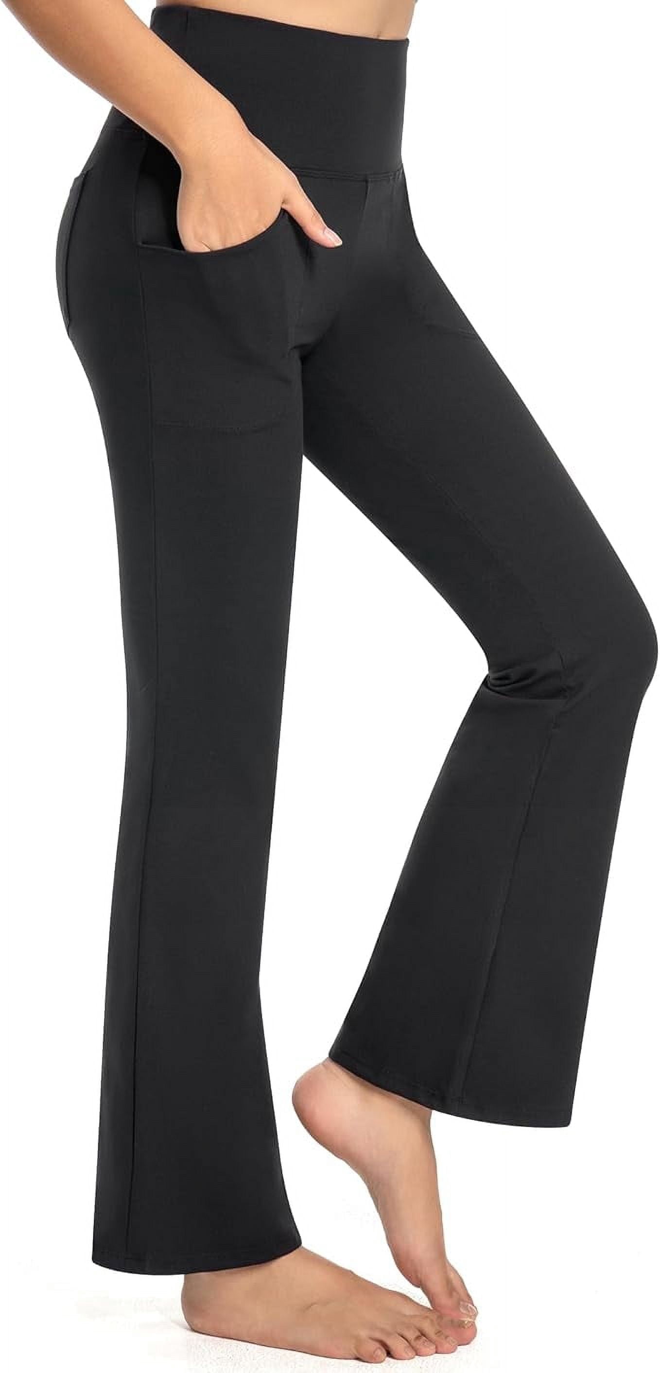 GymCope Women's Flare Leggings, Black Bootcut Yoga Pants with 4