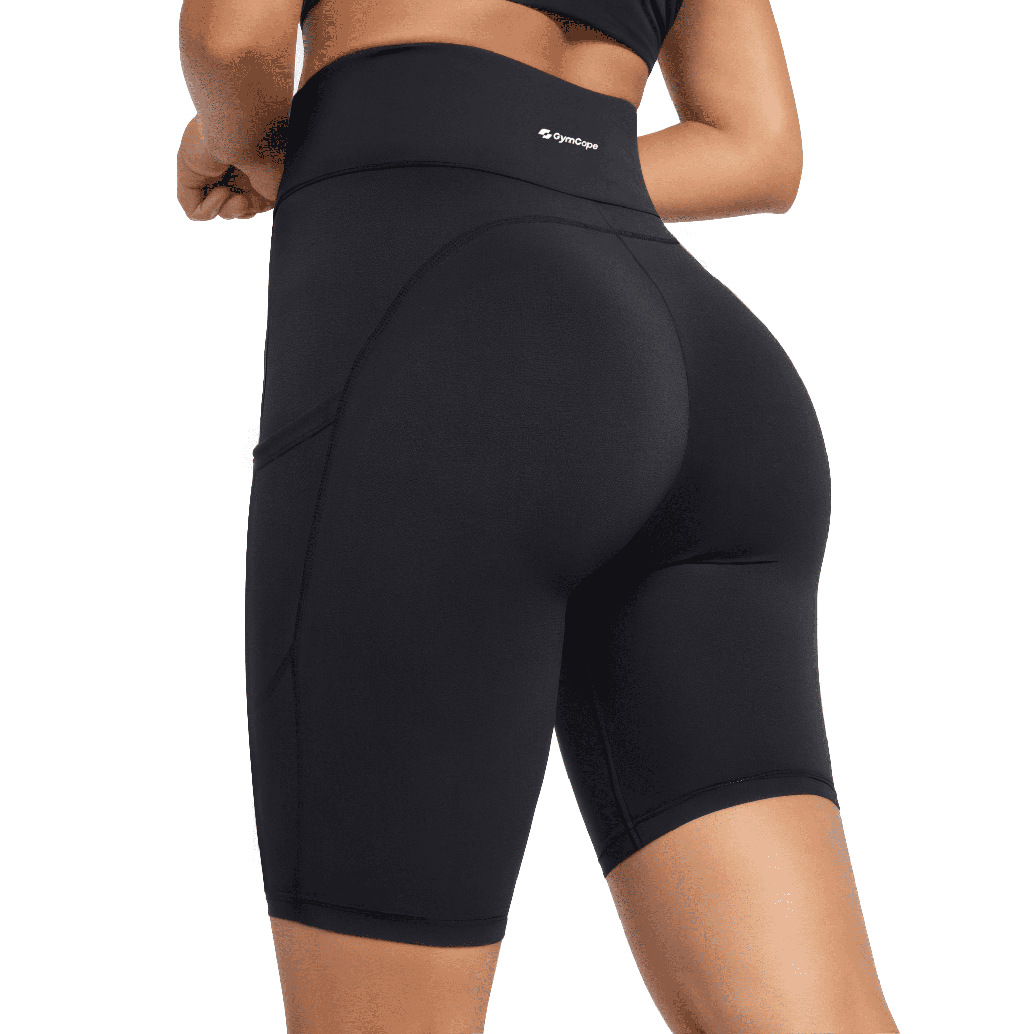 M Grey Color-Block High-Waist Yoga Shorts - Seamless Scrunch Butt Anti-Chafing Workout Shorts main image 0
