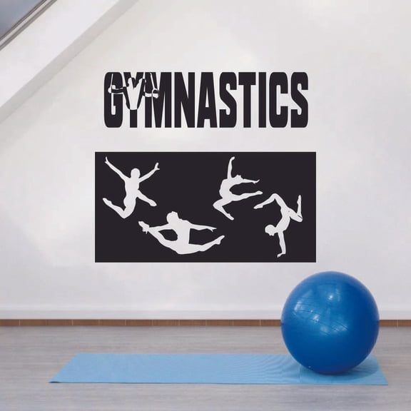 Gymansts Poses Silhouette Gymnastics Motivation Quote Wall Sticker Art Decal for Girls Boys Room Bedroom Dance Studio Garage House Fun Home Decor Stickers Wall Art Vinyl Decoration Size (35x40 inch)