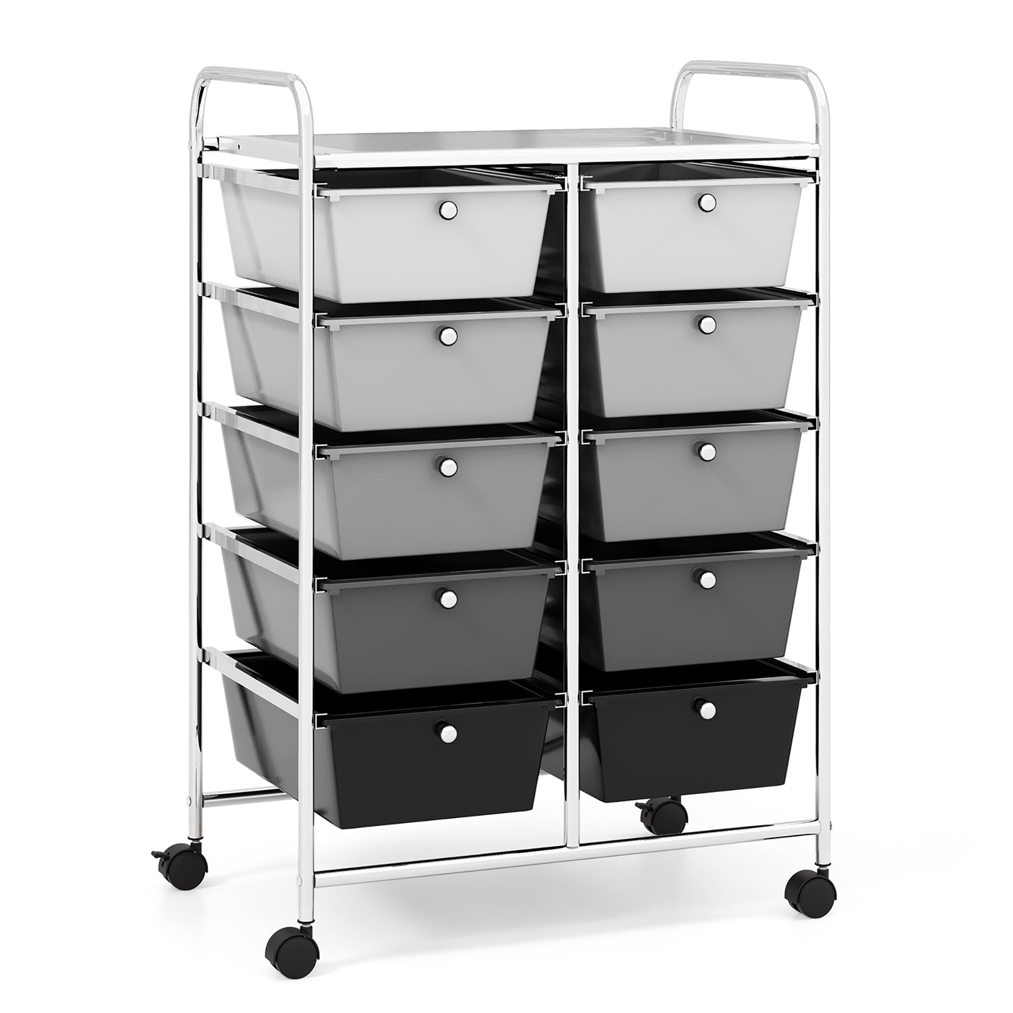 Gymax Roller Craft Supply Organization 10Drawer Rolling Storage Cart