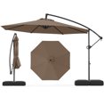 thumbnail image 1 of Gymax 10 FT Offset Hanging Umbrella w/ Base Patio Cantilever Umbrella 360° Rotation Taupe, 1 of 8