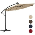 thumbnail image 1 of Gymax 10 FT Offset Patio Umbrella Solar Powered Cantilever Umbrella w/ 112 LED Lights Beige, 1 of 10