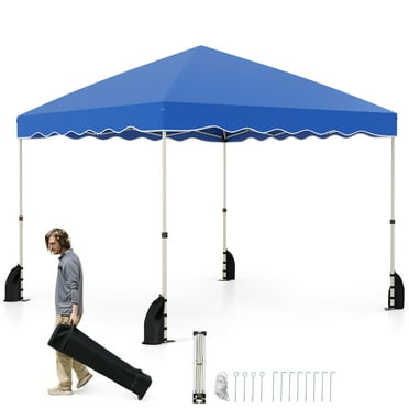 Gymax 10 X 10 FT Pop up Canopy Tent Portable Foldable Patio Shelter w/ Wheeled Bag Blue