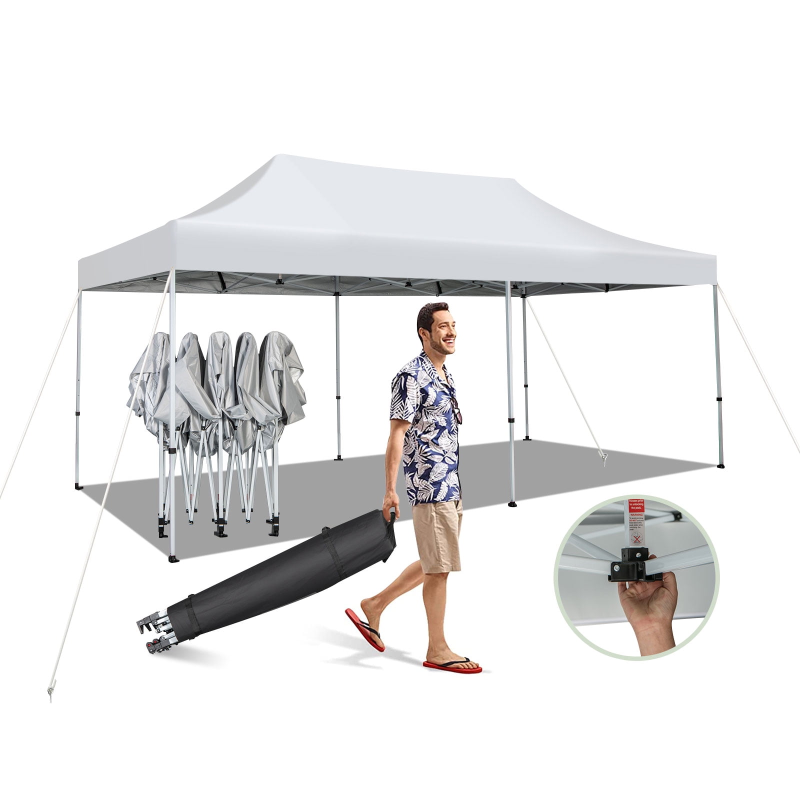 Gymax 10 x 20FT Patio Pop-Up Folding Canopy Tent UPF 50+