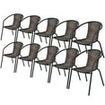 thumbnail image 1 of Gymax 10PCS Patio Rattan Dining Chair Outdoor Stackable Armchair Yard Garden Brown, 1 of 10