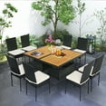 thumbnail image 1 of Gymax 10PCS Rattan Patio Dining Set Cushioned Outdoor Furniture Set w/ Wooden Tabletop, 1 of 6
