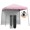thumbnail image 1 of Gymax 10ft X 10ft Pop Up Tent Slant Leg Canopy W/ Roll-up Side Wall Pink, 1 of 10