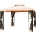 thumbnail image 1 of Gymax 10x10ft Metal Gazebo W/ Mosquito Netting Canopy Gazebo 2 Tier Vented Gazebo Top, 1 of 10