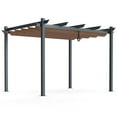 thumbnail image 1 of Gymax 10x12ft Outdoor Aluminum Retractable Pergola Canopy Shelter Grape Trellis Brown, 1 of 10