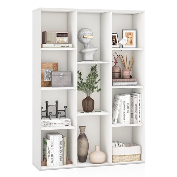 Gymax 11-Cube Bookcase Modern Geometric Bookshelf Storage w/ Anti-tipping Kits