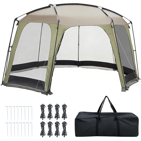 Gymax 12.5 FT X 11.7 FT Mesh Screen Tent w/Zippered Door & Carrying Bag for Camping