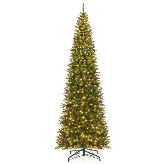 Gymax 12 FT Artificial Xmas Tree w/ Quick Power Connector & 800 Warm White LED Lights