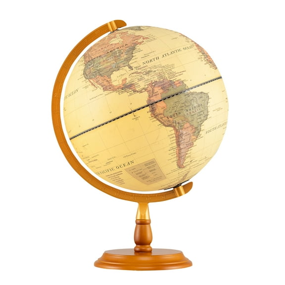 Gymax 12'' Illuminated World Globe w/Raised Relief LED Lights & Time Zone Non-Slip Base Bronze