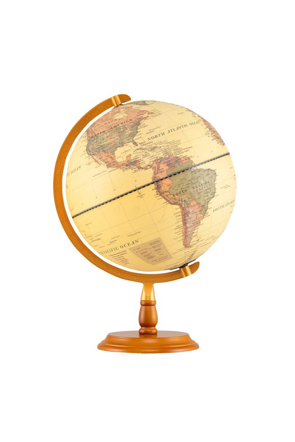 12'' Illuminated World Globe w/Raised Relief LED Lights & Time Zone Non-Slip Base Bronze