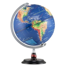 Gymax 12'' Illuminated World Globe w/Raised Relief LED Lights & Time Zone Non-Slip Base Navy