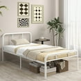 thumbnail image 1 of Gymax 12-Inch Twin Bed Frame Modern Metal Platform Bed w/ Headboard & Footboard White, 1 of 10