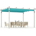 thumbnail image 1 of Gymax 12' x 10' Outdoor Pergola w/ Retractable Canopy Aluminum Frame Anchors Patio Turquoise, 1 of 10