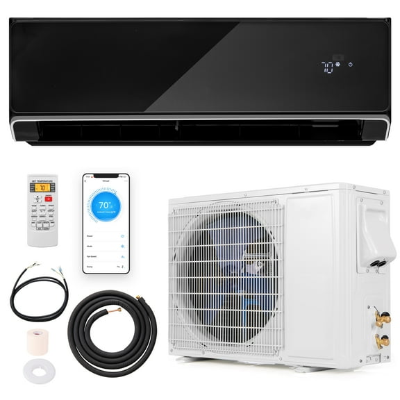 Gymax 12000 BTU Mini Split Air Conditioner & Heater 22 SEER2 208-230V AC Unit Black