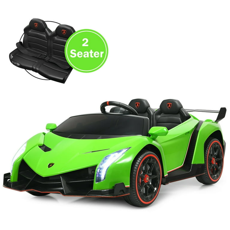 Gymax 12V 2 Seater Licensed Lamborghini Kids Ride On Car w RC Swing Function Green
