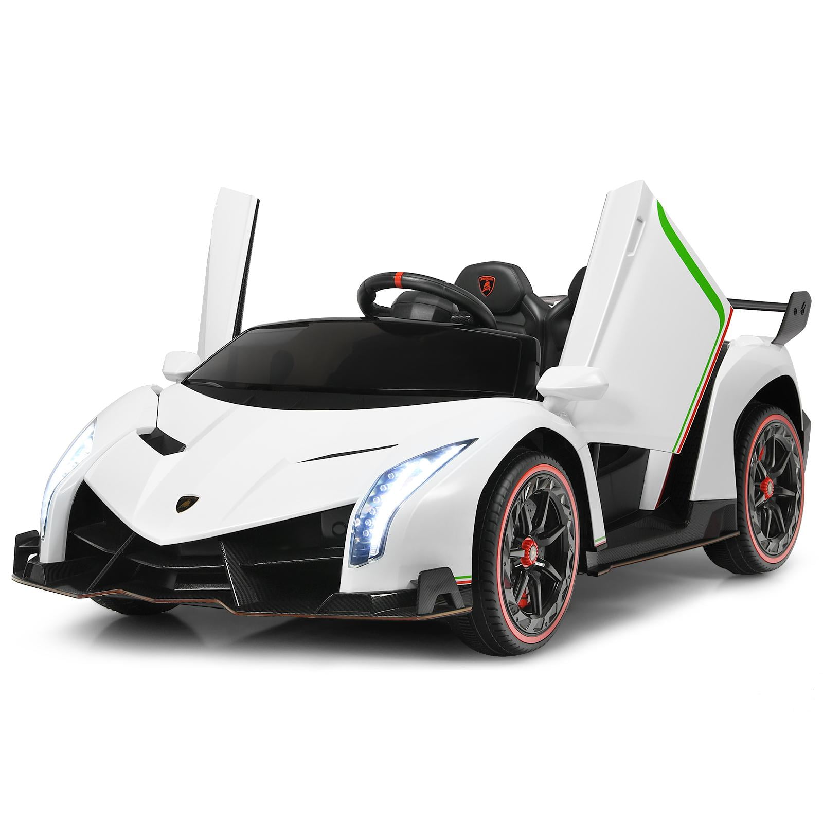 White 12V 2-Seater Lamborghini Kids Ride-On Car with RC