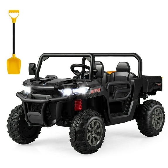 Gymax 12V 2 Seater Ride On UTV Dump Truck Remote w/ Electric Dump Bed & Shovel Black