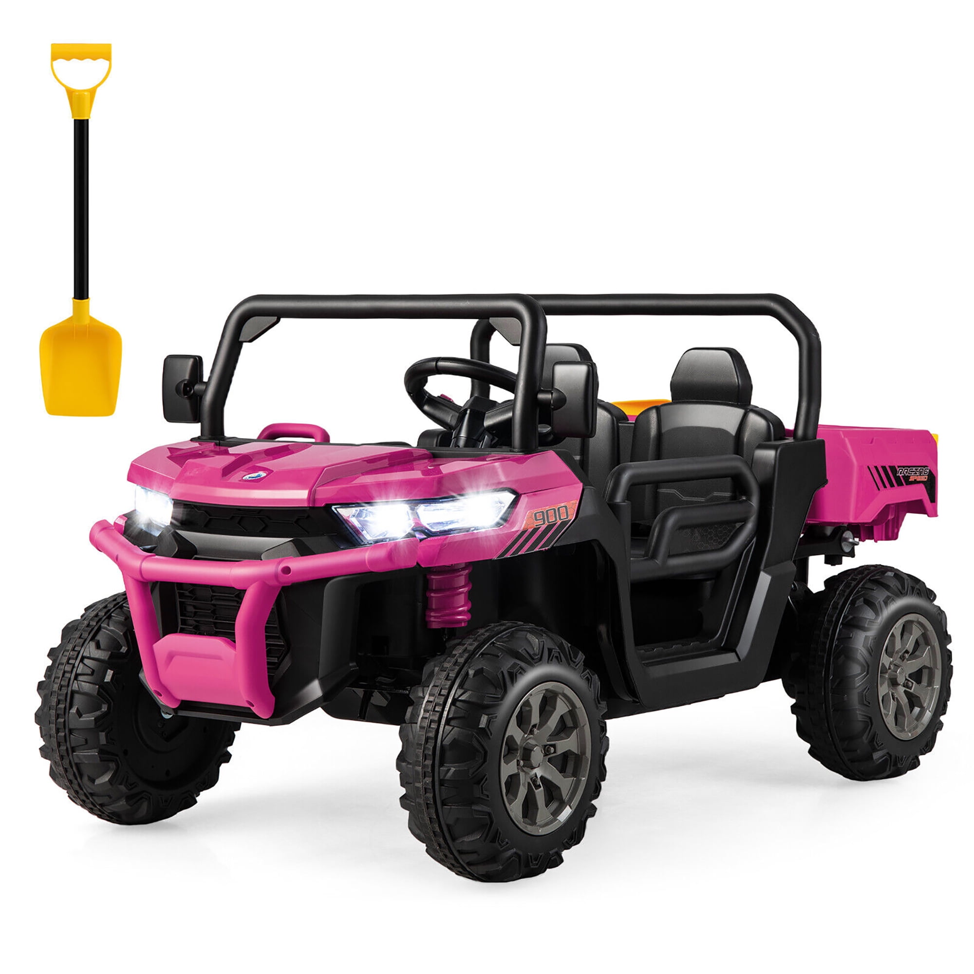 Pink 12V 2-Seater Ride-On UTV with Dump Bed and Shovel