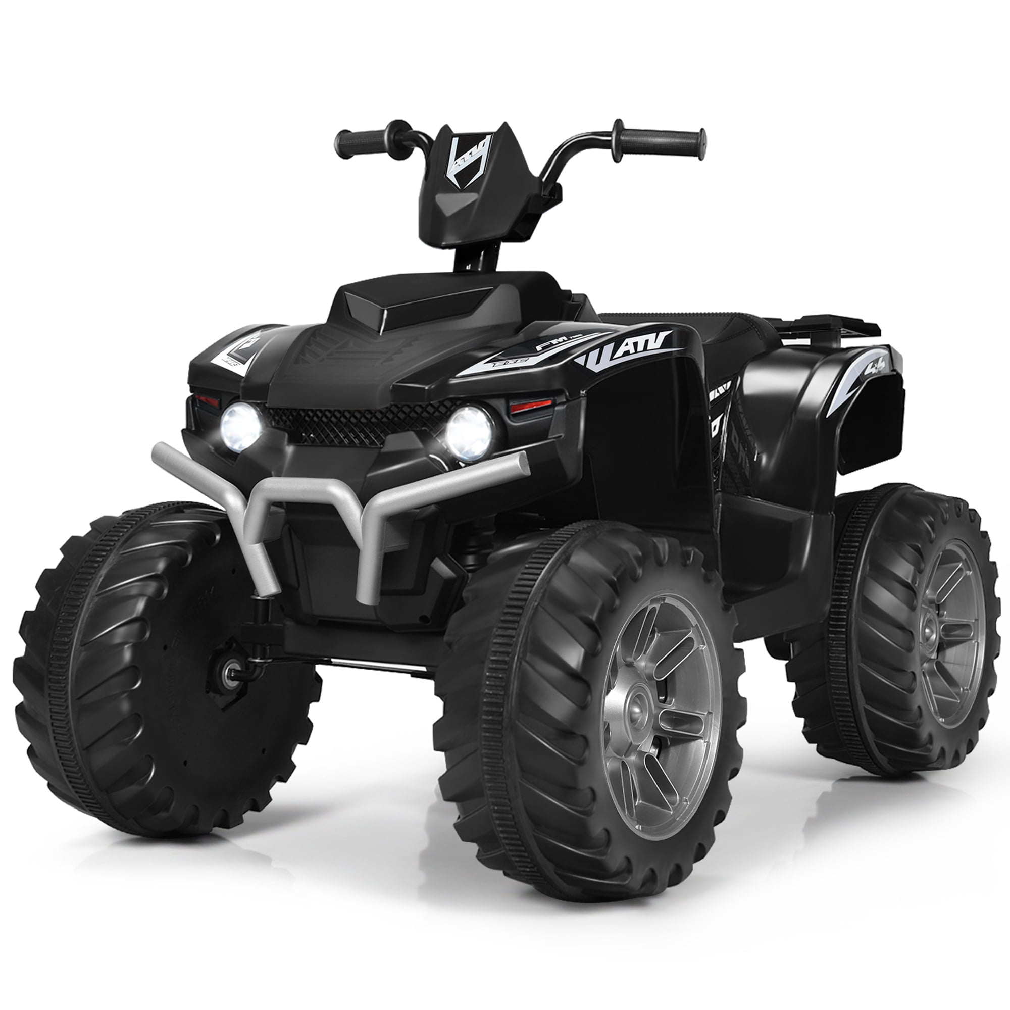 12V Black Kids Quad Ride On ATV with LED Lights