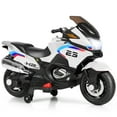 thumbnail image 1 of Gymax 12V Electric Kids Ride On Motorcycle w/ Training Wheels White, 1 of 9