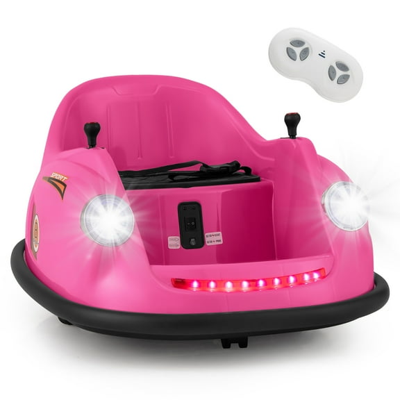 Gymax 12V Electric Kids Ride on Bumper Car Battery Powered Bumping Car w/ Remote Control Pink