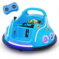 Gymax 12V Kids Ride on Bumper Car Remote Control w/ Flashing LED Light & Music Navy