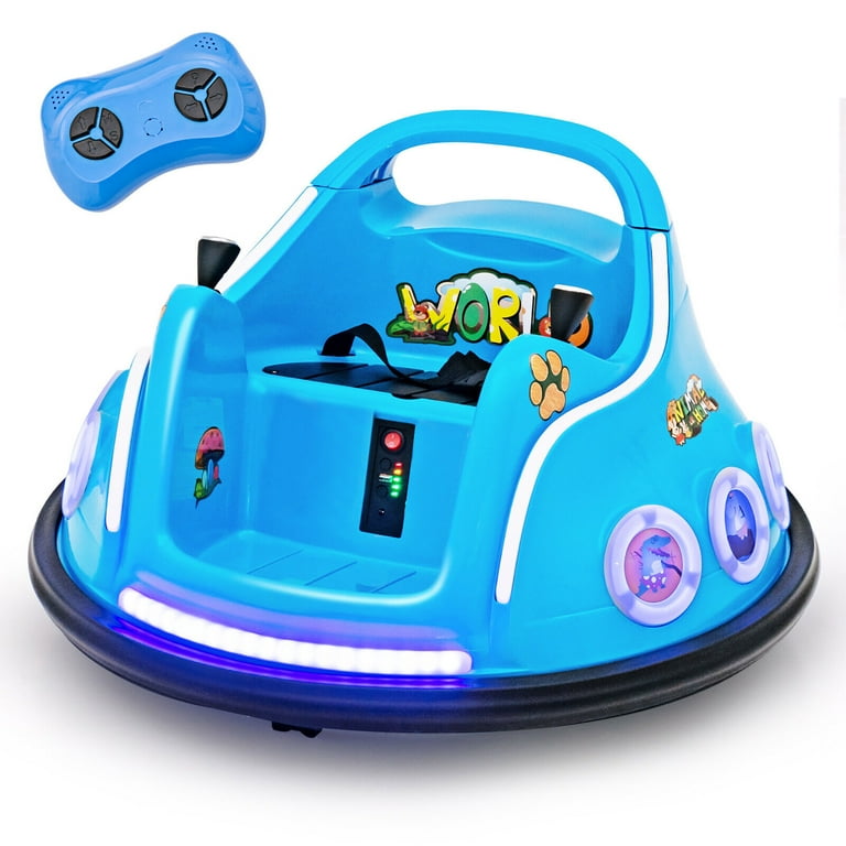 Gymax 12V Kids Ride on Bumper Car Navy, 360-Degree Spin, Remote