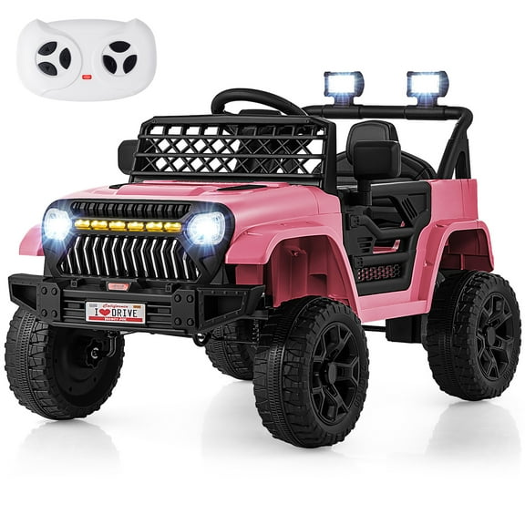 Gymax 12V Kids Ride on Truck Car Battery Powered Toddler Electric Vehicle w/ 3 Speeds Pink