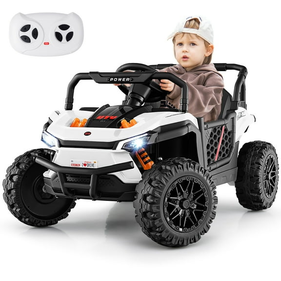 Gymax 12V Kids Ride on Truck w/Parental Remote 3 Speeds & Reverse Forward Function White
