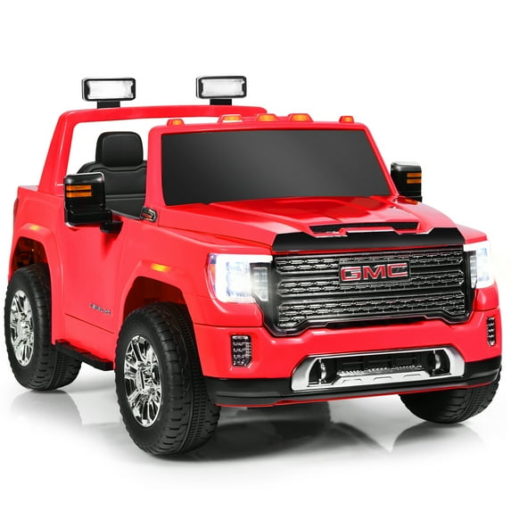 Gymax 12V Licensed GMC Kids Ride On Car 2-Seater Truck w/ Remote Control Red